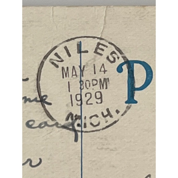 Vtg 1929 Litho Ephemera Postcard Niles MI Train Depot Station Railroad Posted - Picture 10 of 11